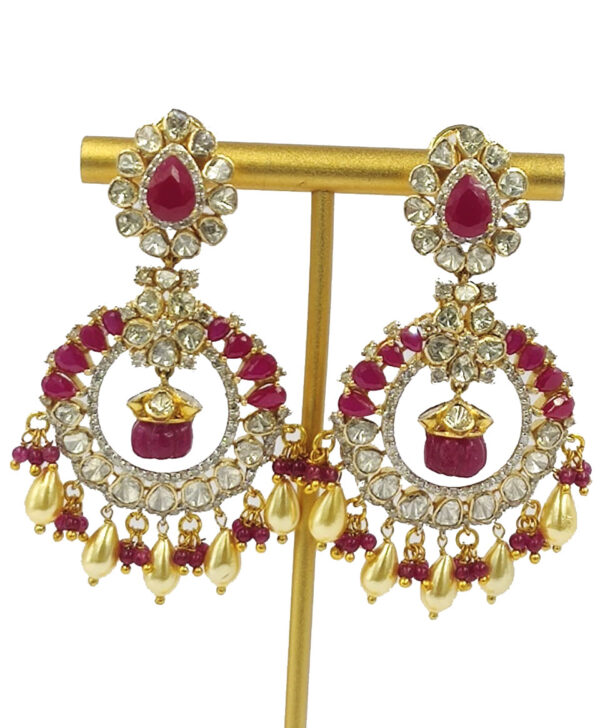 Buy Polki Diamond Long Earrings