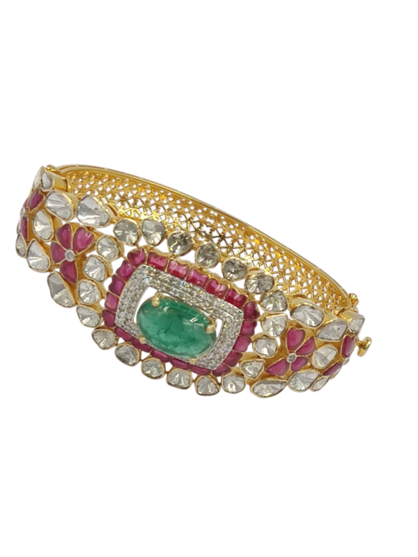 Polki Diamond CARVING Gemstone bracelets