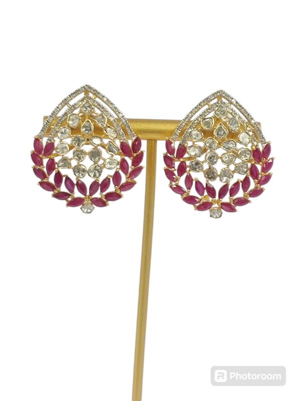 18K Gold Ruby Polki Earrings